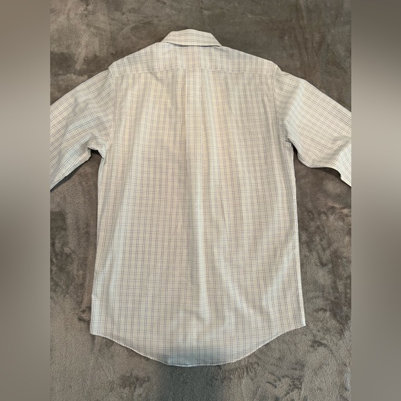 Brooks Brothers Shirt Men’s 14.5 White Windowpane Blue Green Gray Long Sleeve - Picture 2 of 11